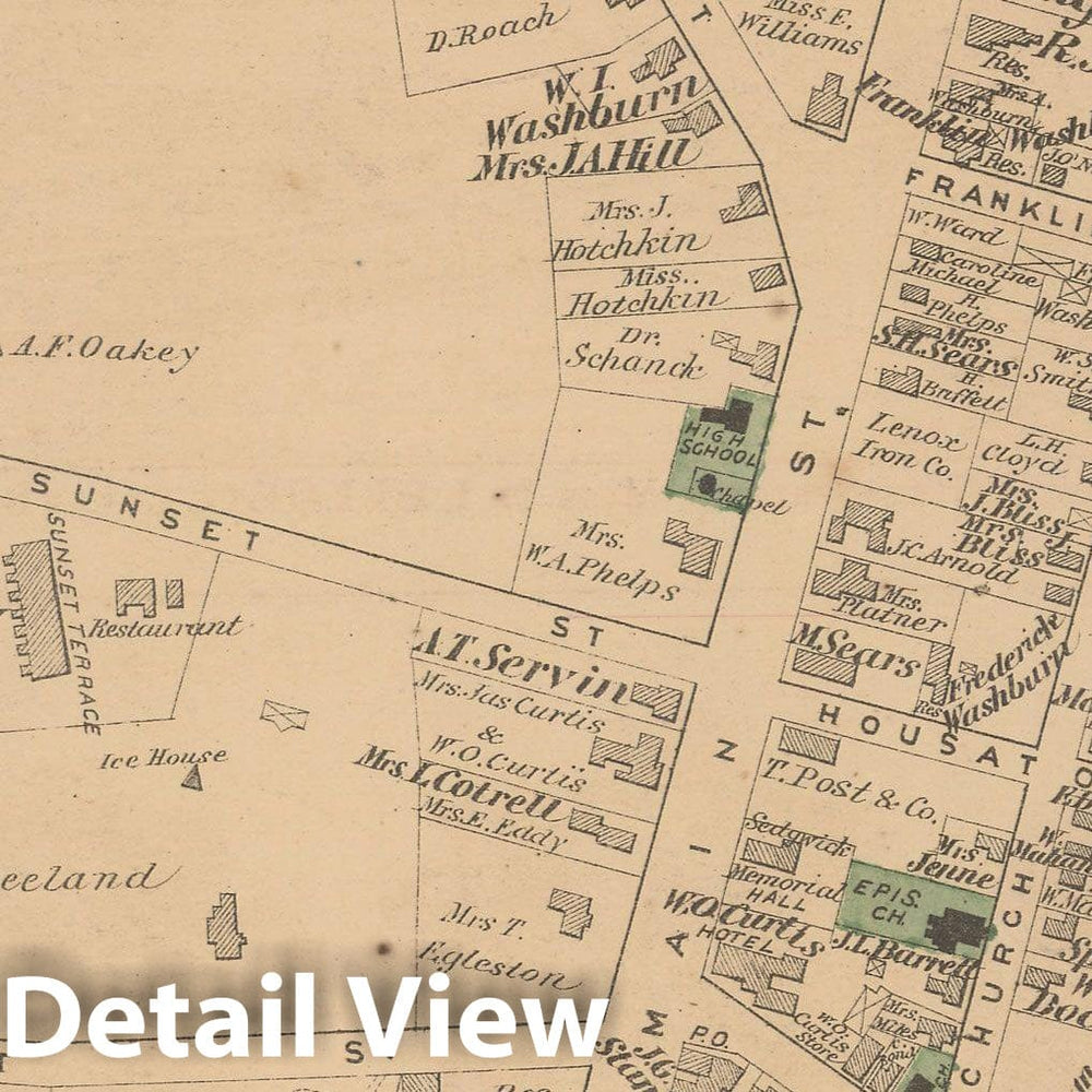Historic Map : County Atlas of Berkshire County, Lenox 1876 , v2, Vintage Wall Art