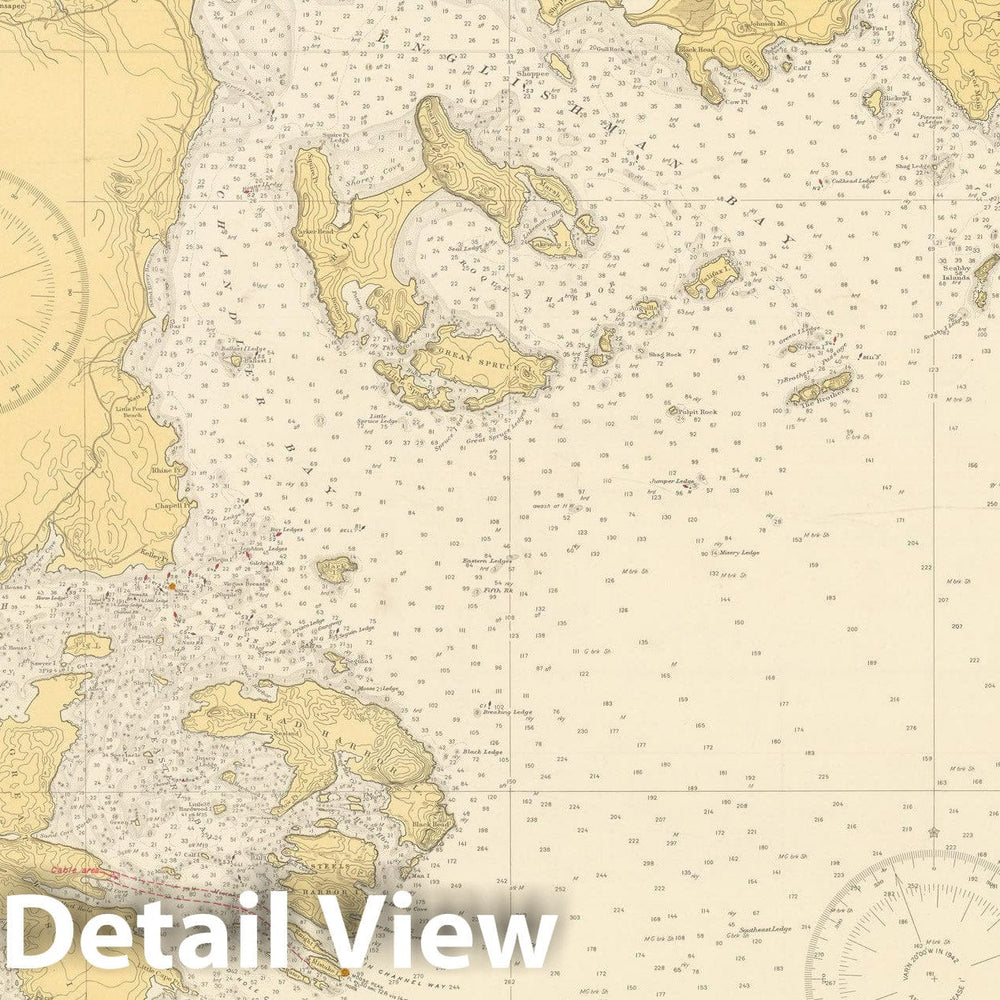 Historic Map : Coastal Charts - Maine: Cross Island to Nash Island 1941 , Vintage Wall Art