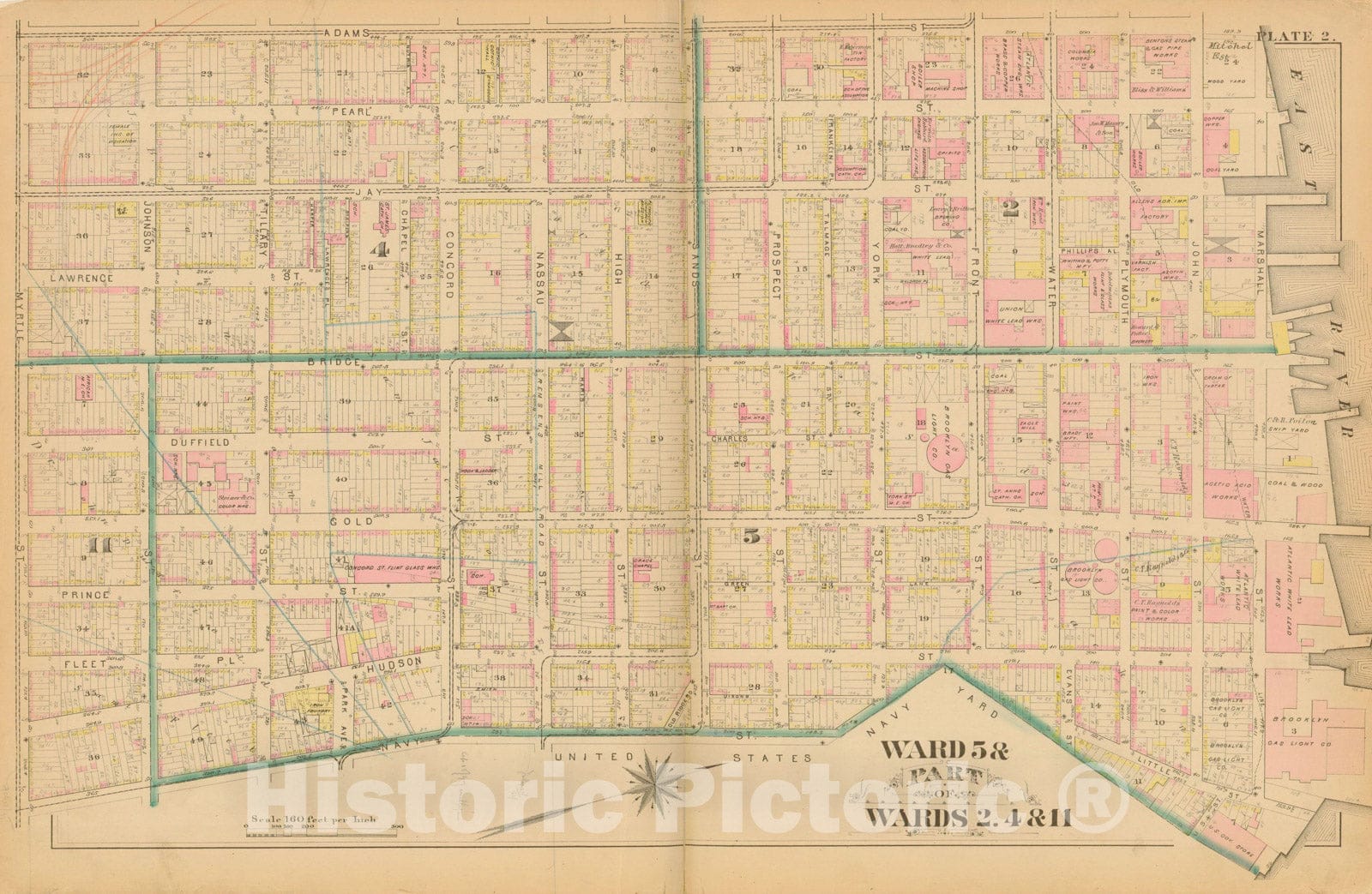 Historic Map : Atlas Entire City of Brooklyn Complete in One Volume, Brooklyn 1880 Plate 002 , Vintage Wall Art