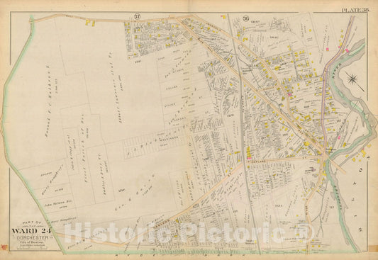 Historic Map : Atlas City of Boston, Vol. 5, Dorchester, Dorchester 1894 Plate 038 , Vintage Wall Art
