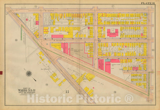 Historic Map : Atlas City of Boston: South Boston 1919 Plate 011 , v2, Vintage Wall Art