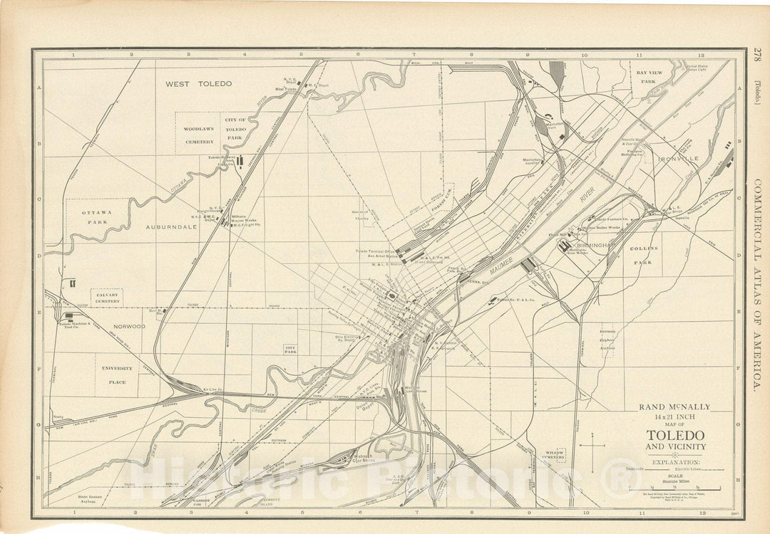 Historic Map : Commercial Atlas of America, 56th Edition, Toledo 1925 , Vintage Wall Art