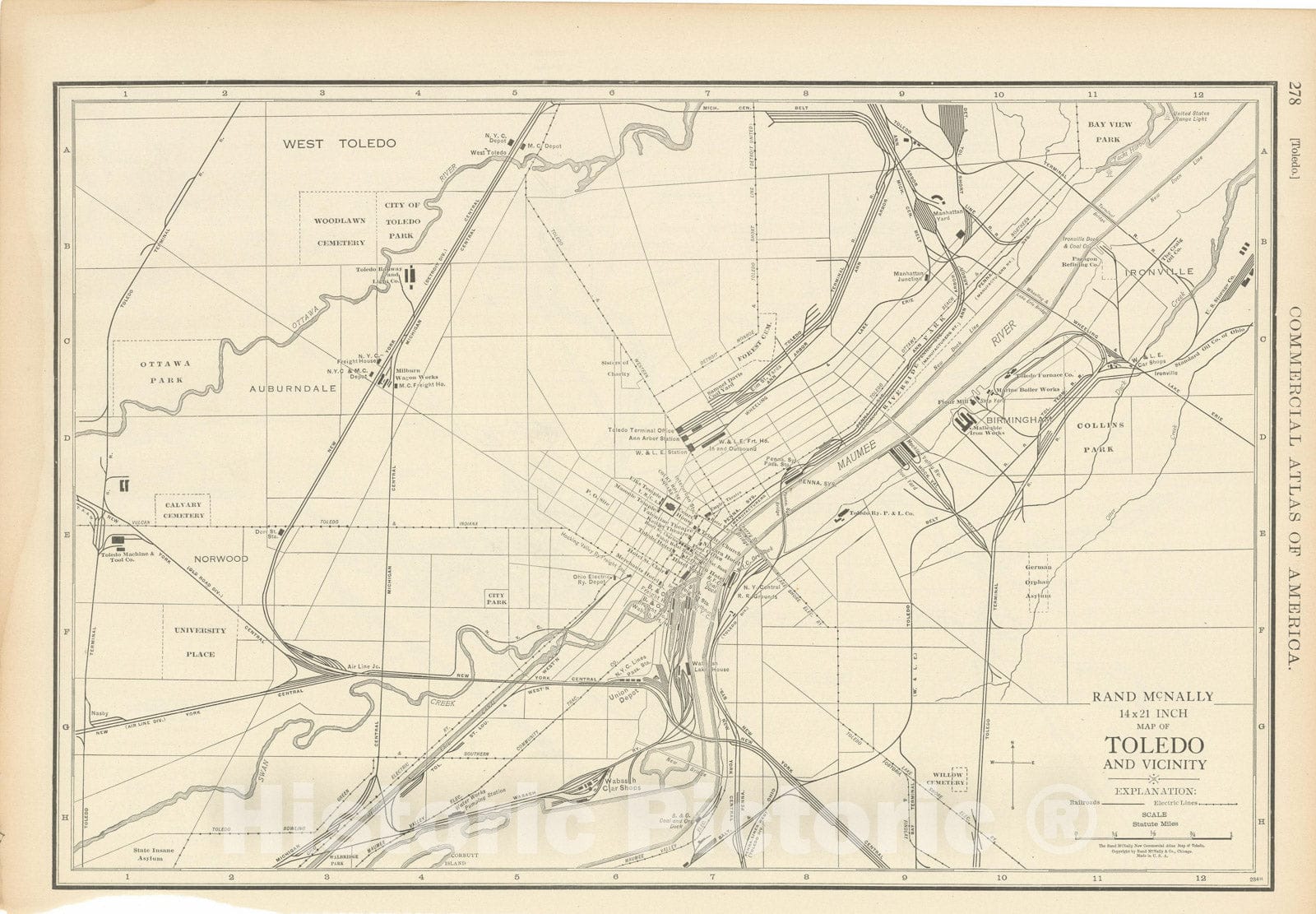 Historic Map : Commercial Atlas of America, 56th Edition, Toledo 1925 , Vintage Wall Art