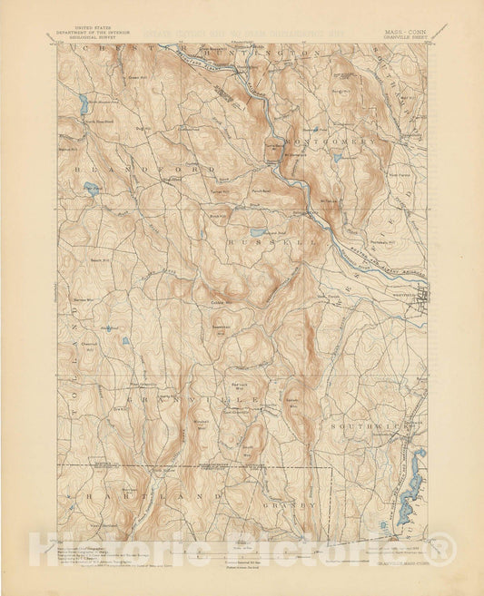 Historic Map : USGS 7.5 Minute Sheets and Quadrangles, Granville 1939 Topographic Map , Vintage Wall Art