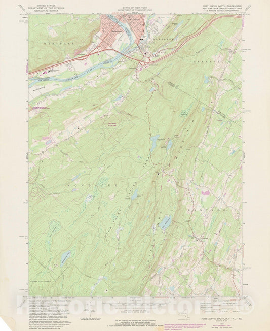 Historic Map : USGS 7.5 Minute Sheets and Quadrangles, Matamoras & Montague & Port Jervis 1983 Topographic Map , Vintage Wall Art