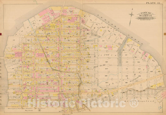 Historic Map : Robinson's Atlas City of Brooklyn, NY, Brooklyn 1886 Plate 012 , Vintage Wall Art