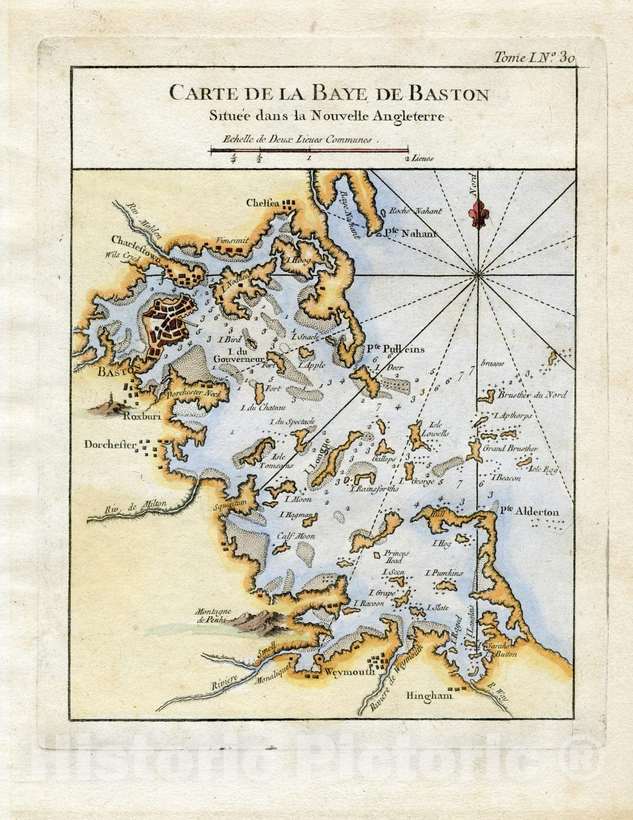 Historic Map : Chart of Boston Harbor 1764 , Vintage Wall Art