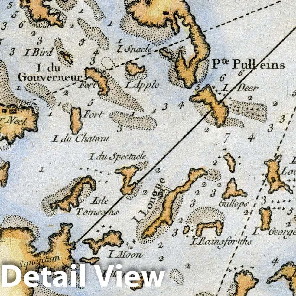 Historic Map : Chart of Boston Harbor 1764 , Vintage Wall Art