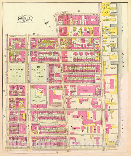 Historic Map : Atlas of Boston Proper, 1902 Custom , v2, Vintage Wall Art