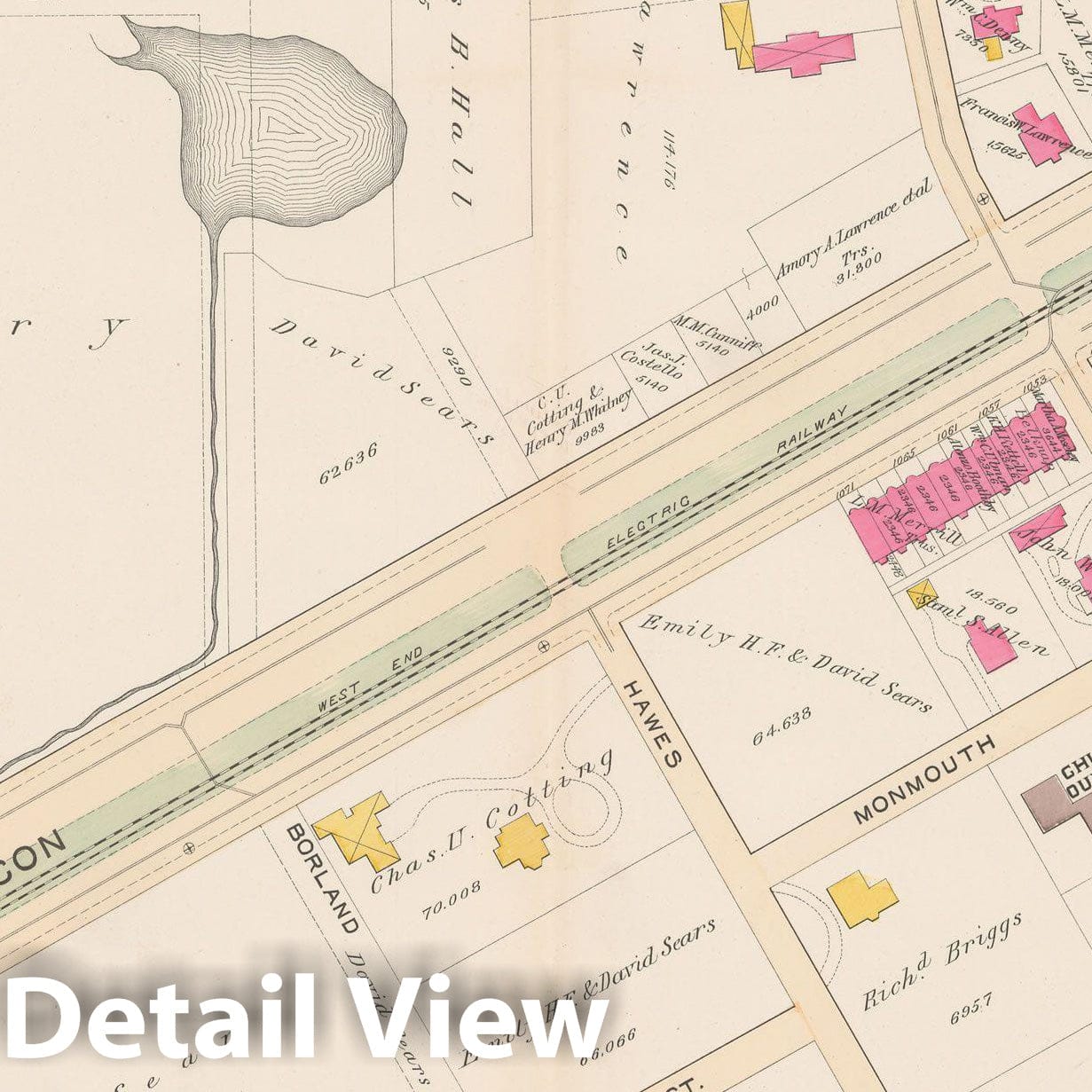 Historic Map : Atlas Town of Brookline, Brookline 1893 Plate 004 , Vintage Wall Art