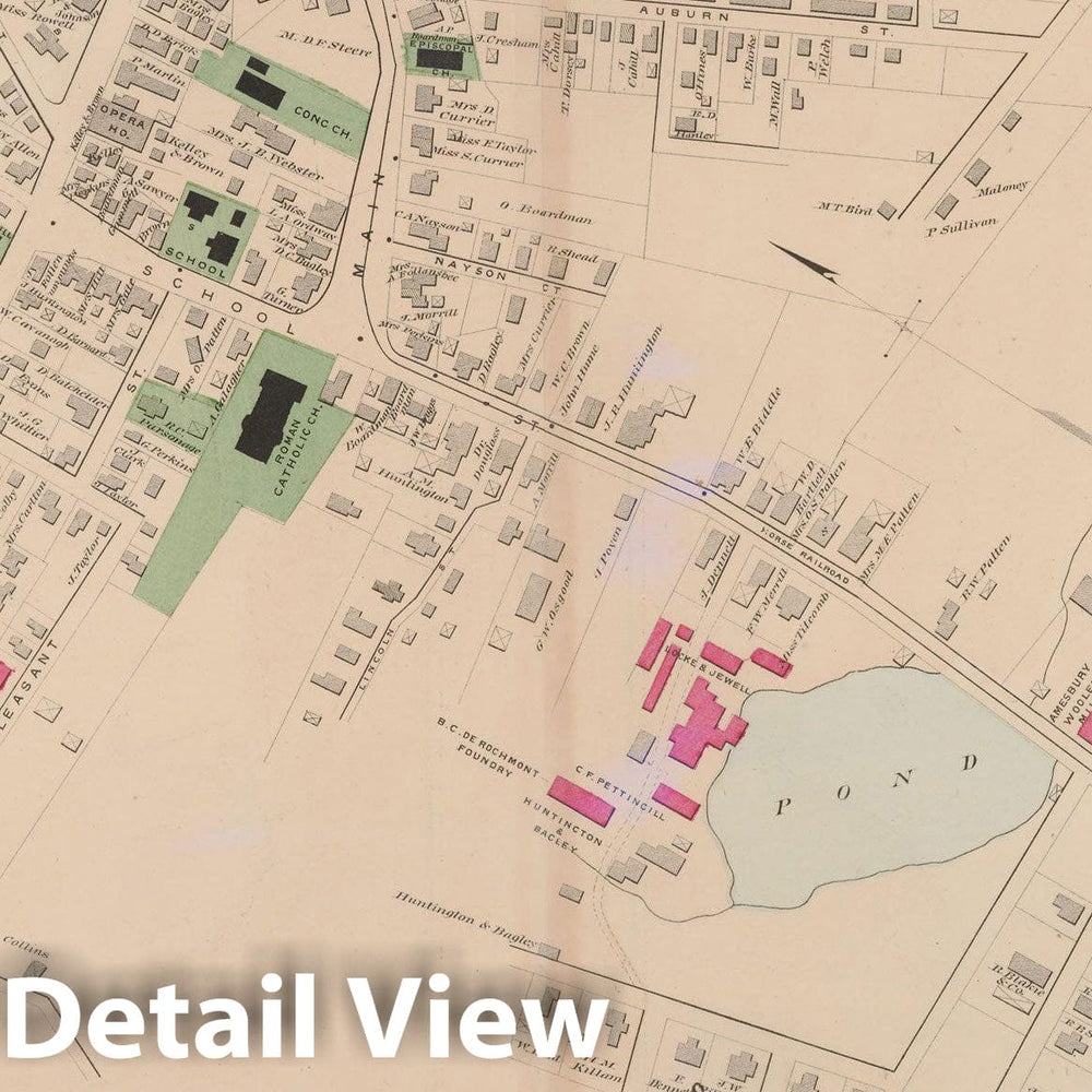 Historic Map : Atlas of Essex County, Amesbury 1884 , v2, Vintage Wall Art