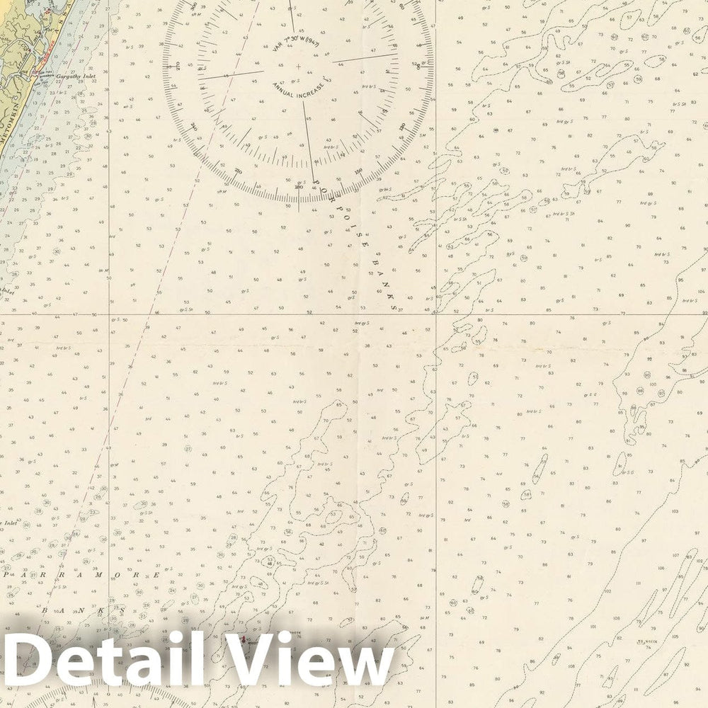 Historic Map : Coastal Charts - Virginia: Chincoteague to Hog Inlet 1948 , Vintage Wall Art