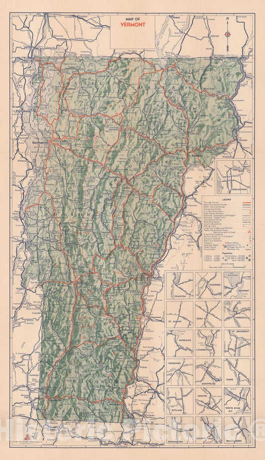 Historic Map : Vermont , Vintage Wall Art