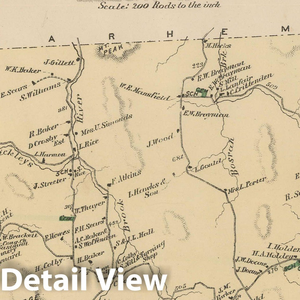 Historic Map : Atlas of Franklin Co. Massachusetts, Buckland & Hawley 1871 , Vintage Wall Art