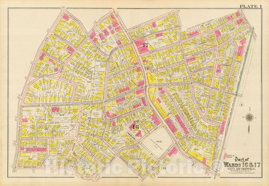 Historic Map : Atlas City of Boston, Dorchester, Dorchester 1910 Plate 001 , Vintage Wall Art