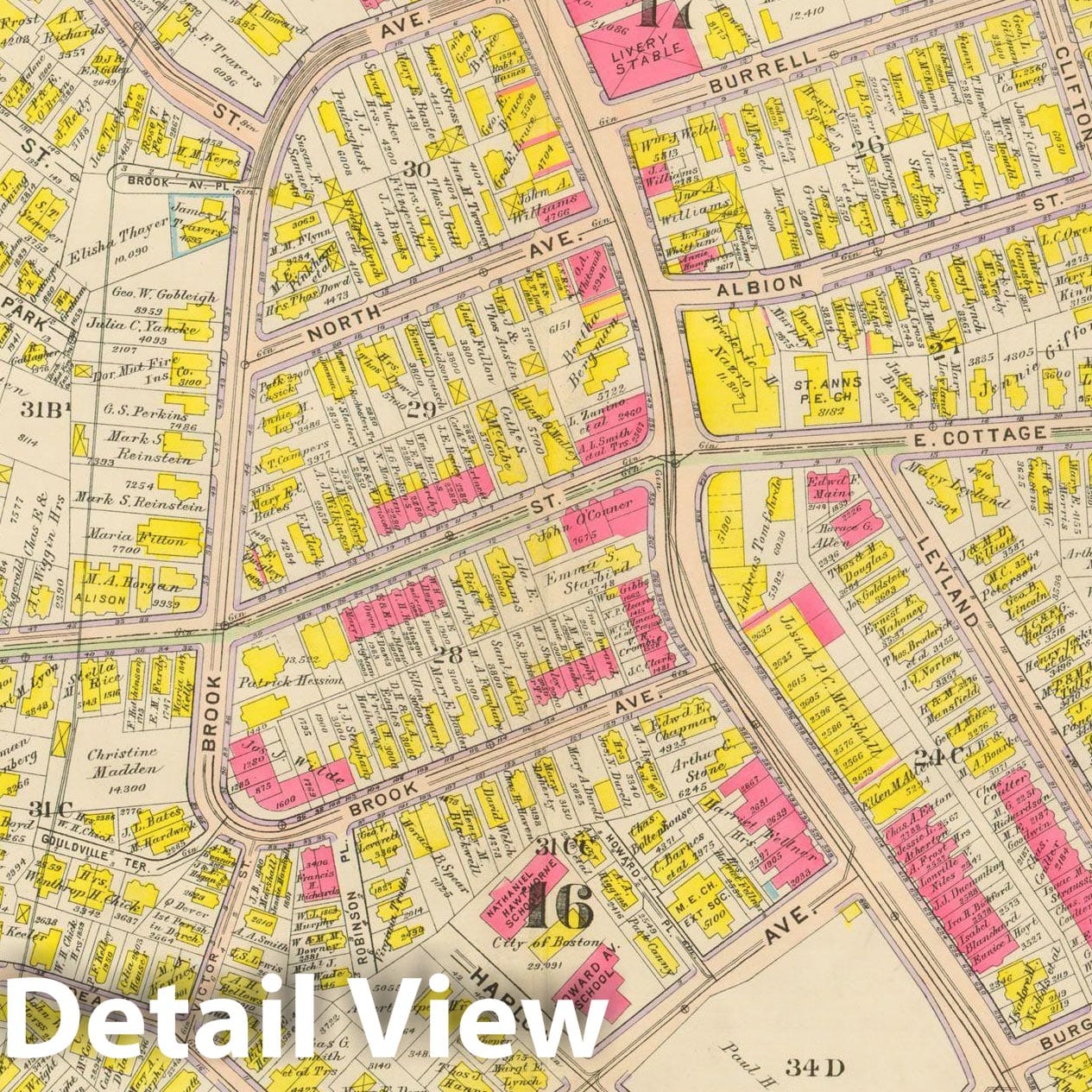 Historic Map : Atlas City of Boston, Dorchester, Dorchester 1910 Plate 001 , Vintage Wall Art