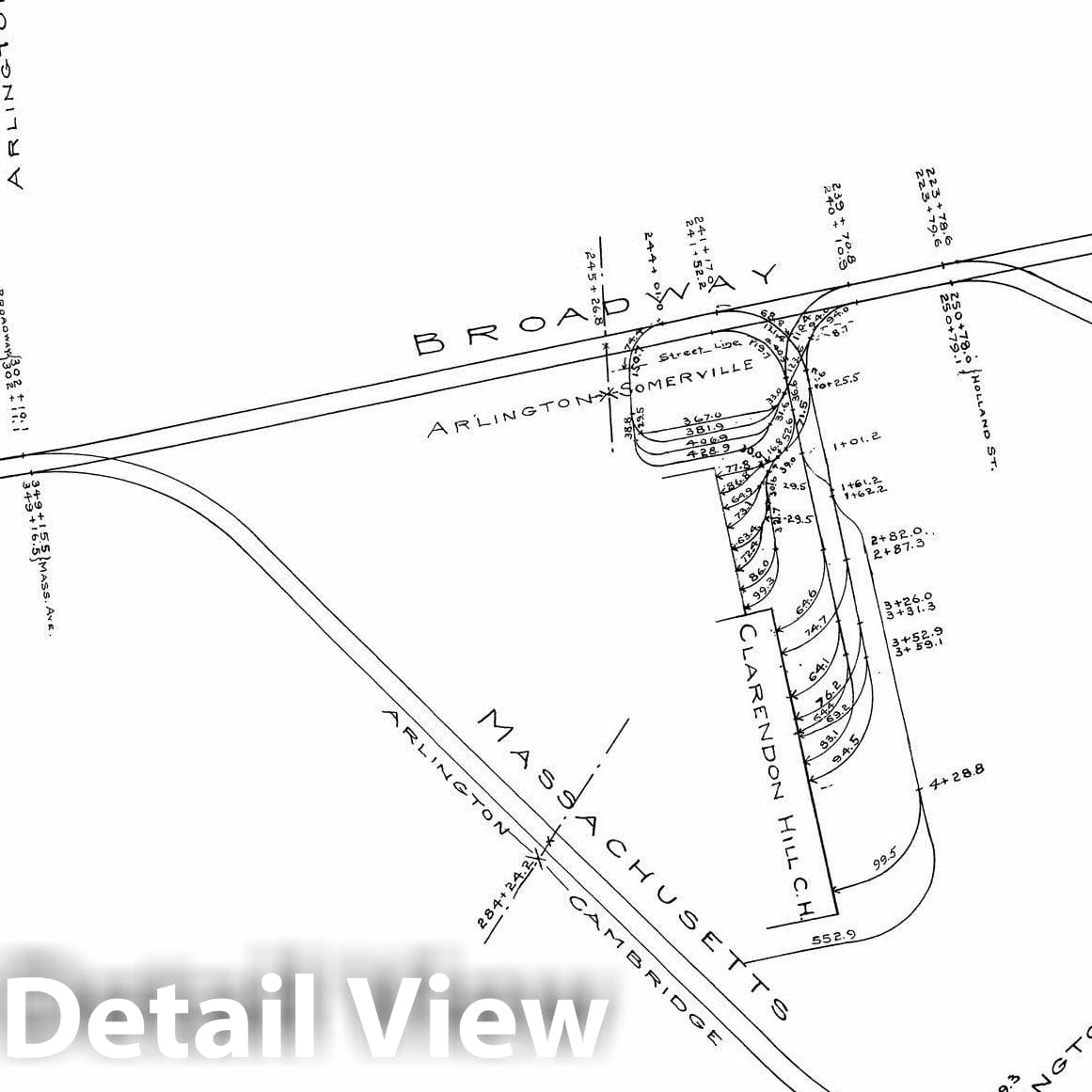 Historic Map : Boston Elevated Railway Track Plans, Arlington & Somerville 1899-1915 Plate 017 , Vintage Wall Art