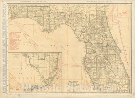 Historic Map : Florida 1925 , Vintage Wall Art