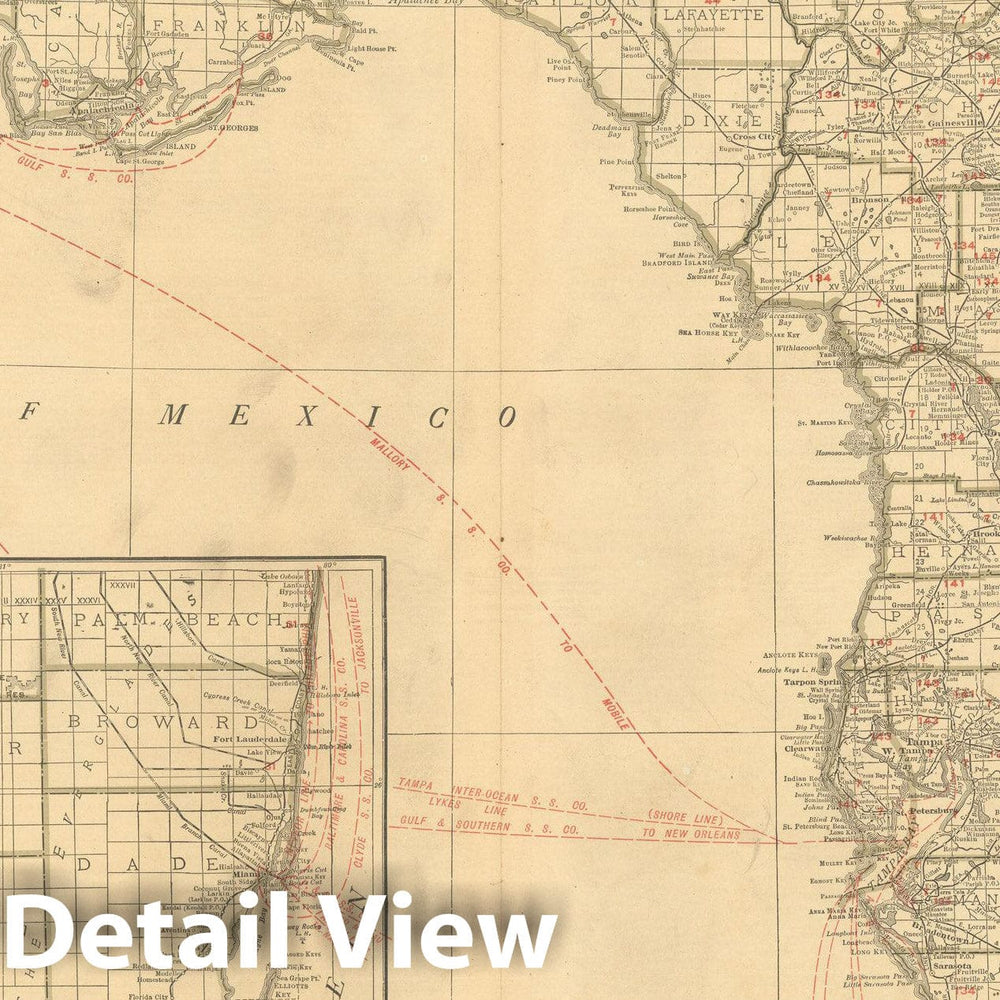 Historic Map : Florida 1925 , Vintage Wall Art