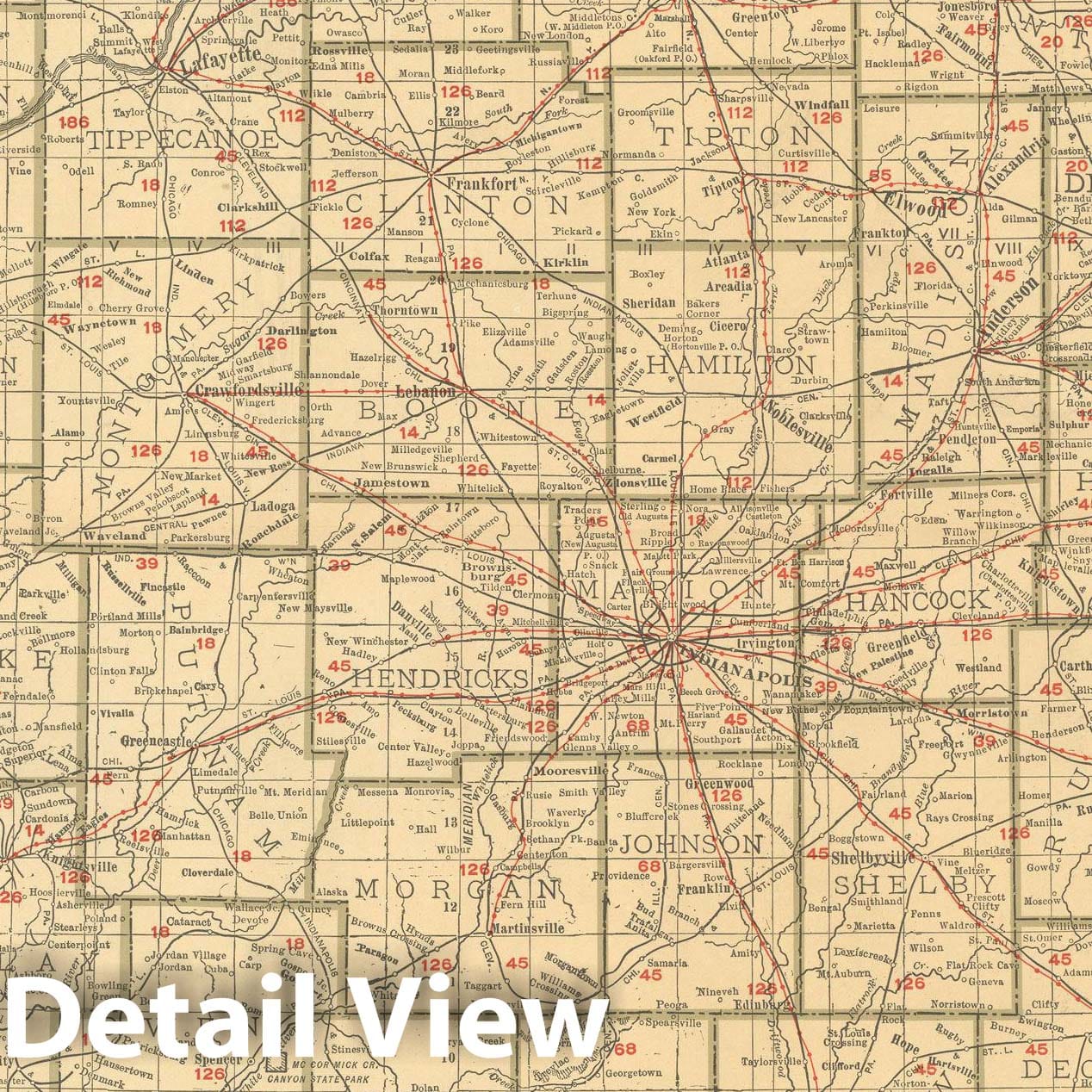 Historic Map : Indiana 1925 , v3, Vintage Wall Art