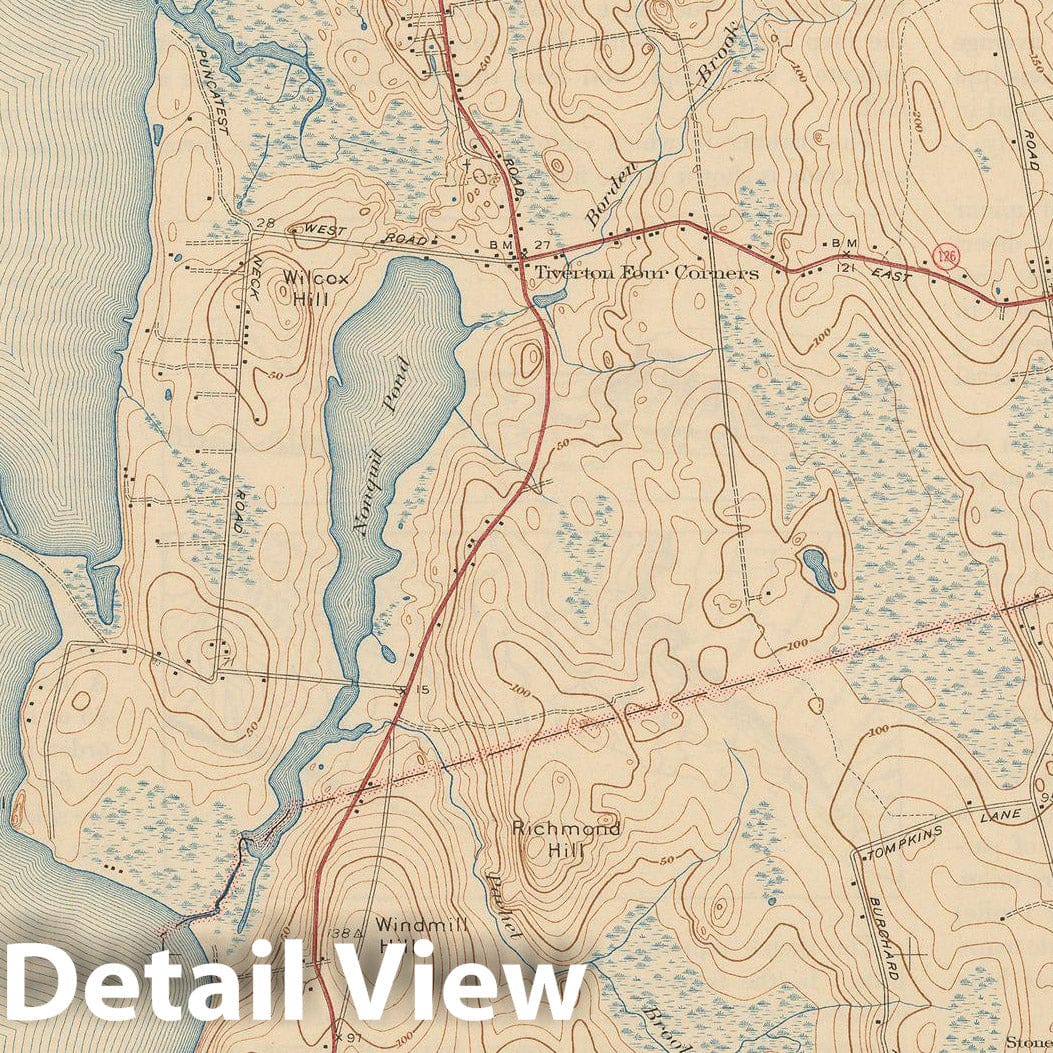 Historic Map : USGS 7.5 Minute Sheets and Quadrangles, Little Compton & Tiverton 1942 Topographic Map , Vintage Wall Art