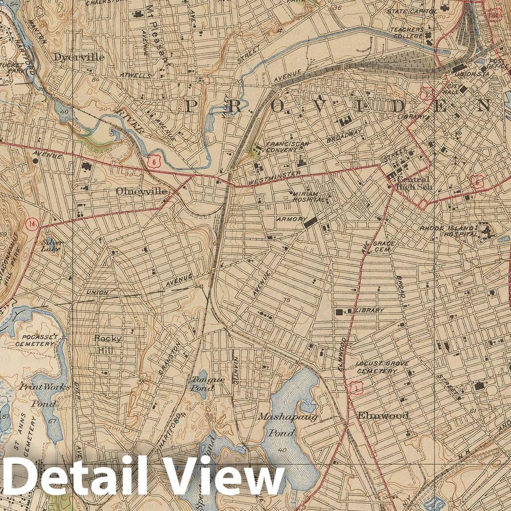 Historic Map : USGS 7.5 Minute Sheets and Quadrangles, Cranston & North Providence & Providence 1939 Topographic Map , Vintage Wall Art