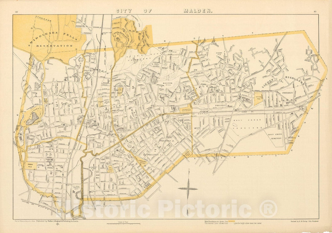 Historic Map : Malden 1908 , Topographical Atlas of Massachusetts , Vintage Wall Art
