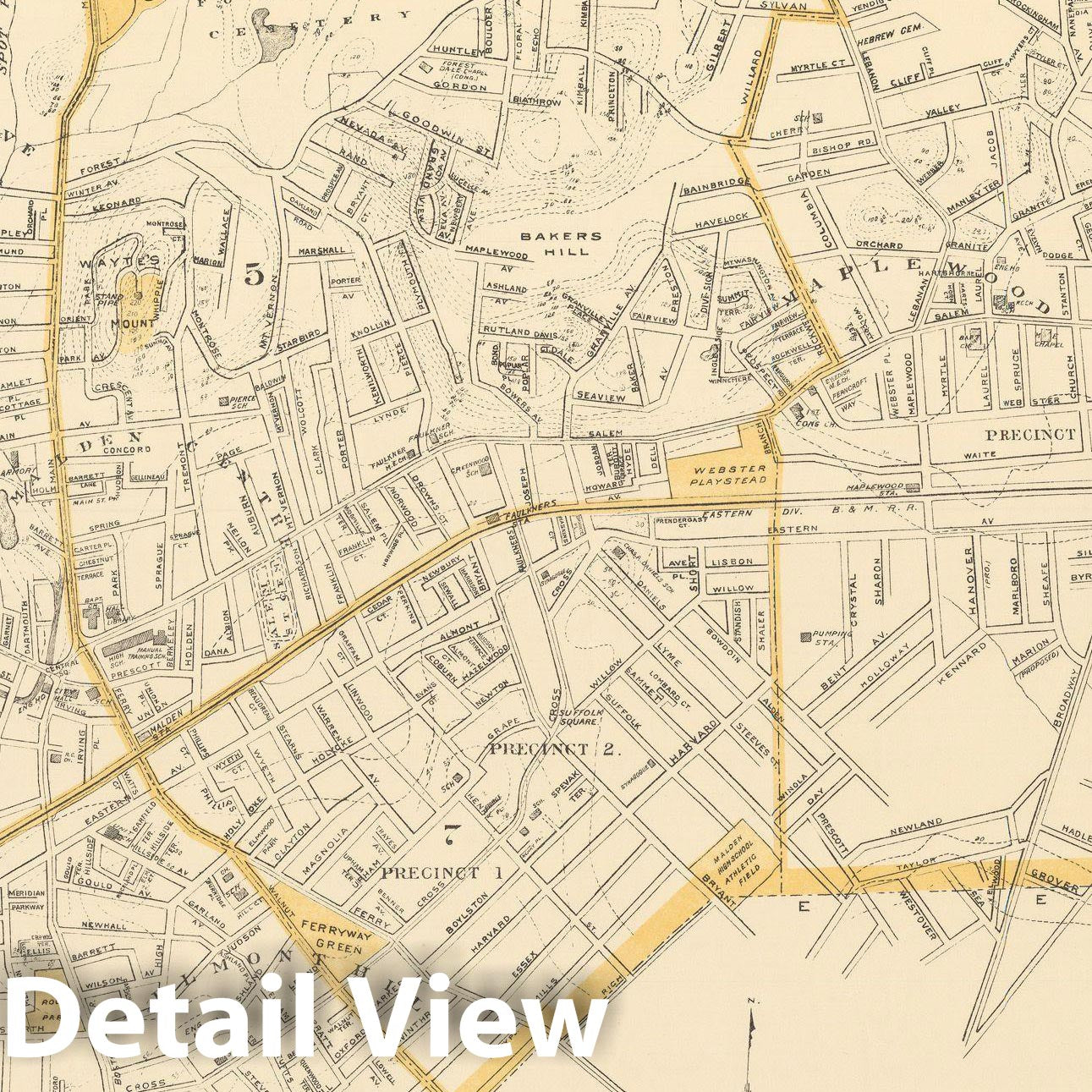 Historic Map : Malden 1908 , Topographical Atlas of Massachusetts , Vintage Wall Art