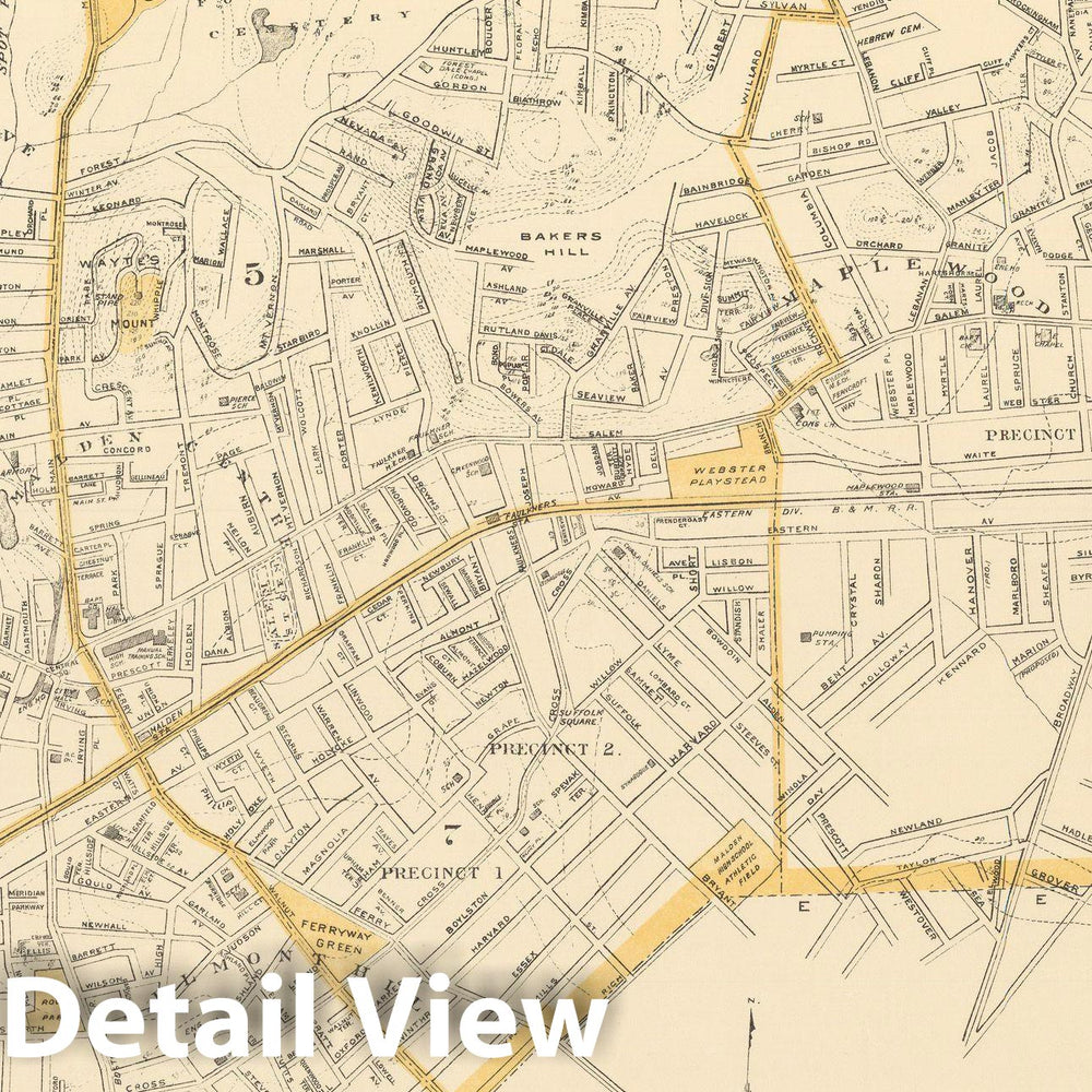Historic Map : Malden 1908 , Topographical Atlas of Massachusetts , Vintage Wall Art