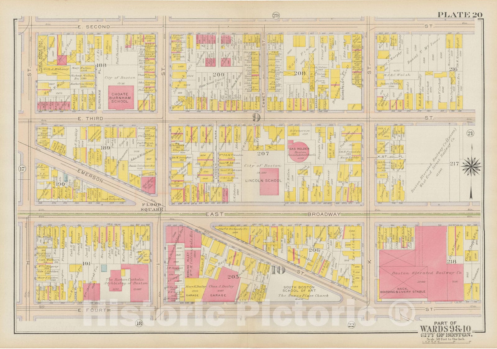 Historic Map : Atlas City of Boston: South Boston 1919 Plate 020 , Vintage Wall Art