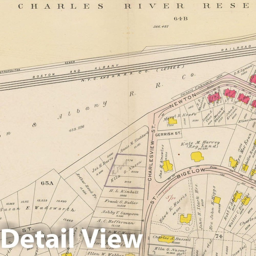 Historic Map : Atlas City of Boston Ward 25 Brighton, Brighton 1909 Plate 002 , Vintage Wall Art