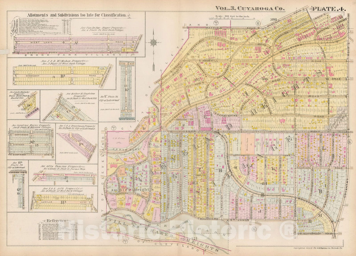 Historic Map : Plat Book of The City of Cleveland, Vol. Three, Cleveland 1920 Plate 004 , Vintage Wall Art
