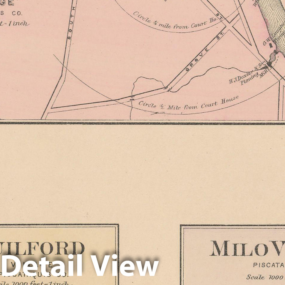 Historic Map : Atlas of Maine, Dover & Foxcroft & Guilford & Milo 1885 , Vintage Wall Art