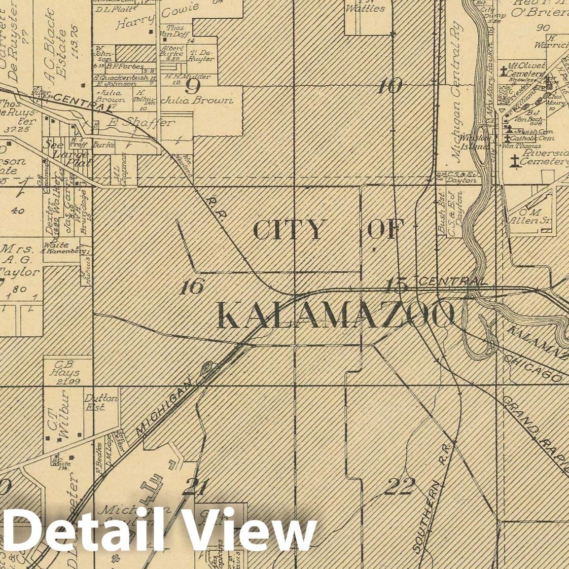 Historic Map : Kalamazoo 1910 , Standard Atlas of Kalamazoo County , v12, Vintage Wall Art