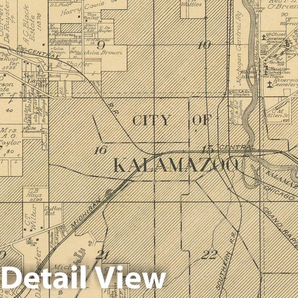 Historic Map : Kalamazoo 1910 , Standard Atlas of Kalamazoo County , v12, Vintage Wall Art