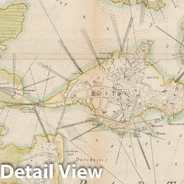Historic Map : Boston 1876 , Vintage Wall Art