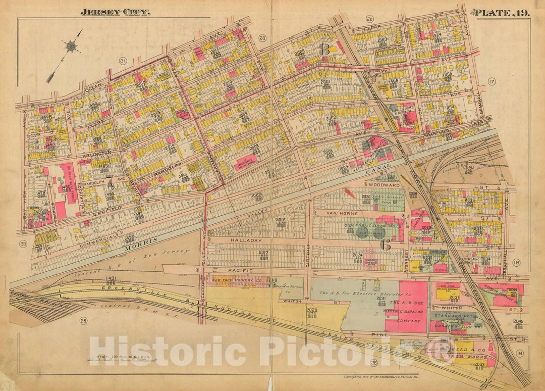 Historic Map : Jersey City 1919 Plate 019 , Vintage Wall Art