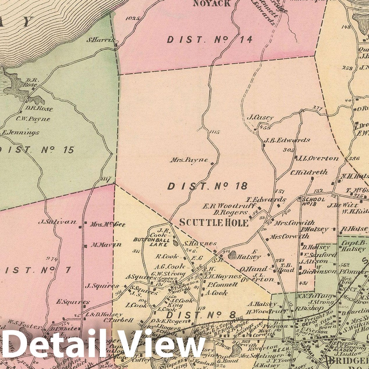 Historic Map : Atlas of Long Island, New York, Sag Harbor & South Hampton 1873 , Vintage Wall Art