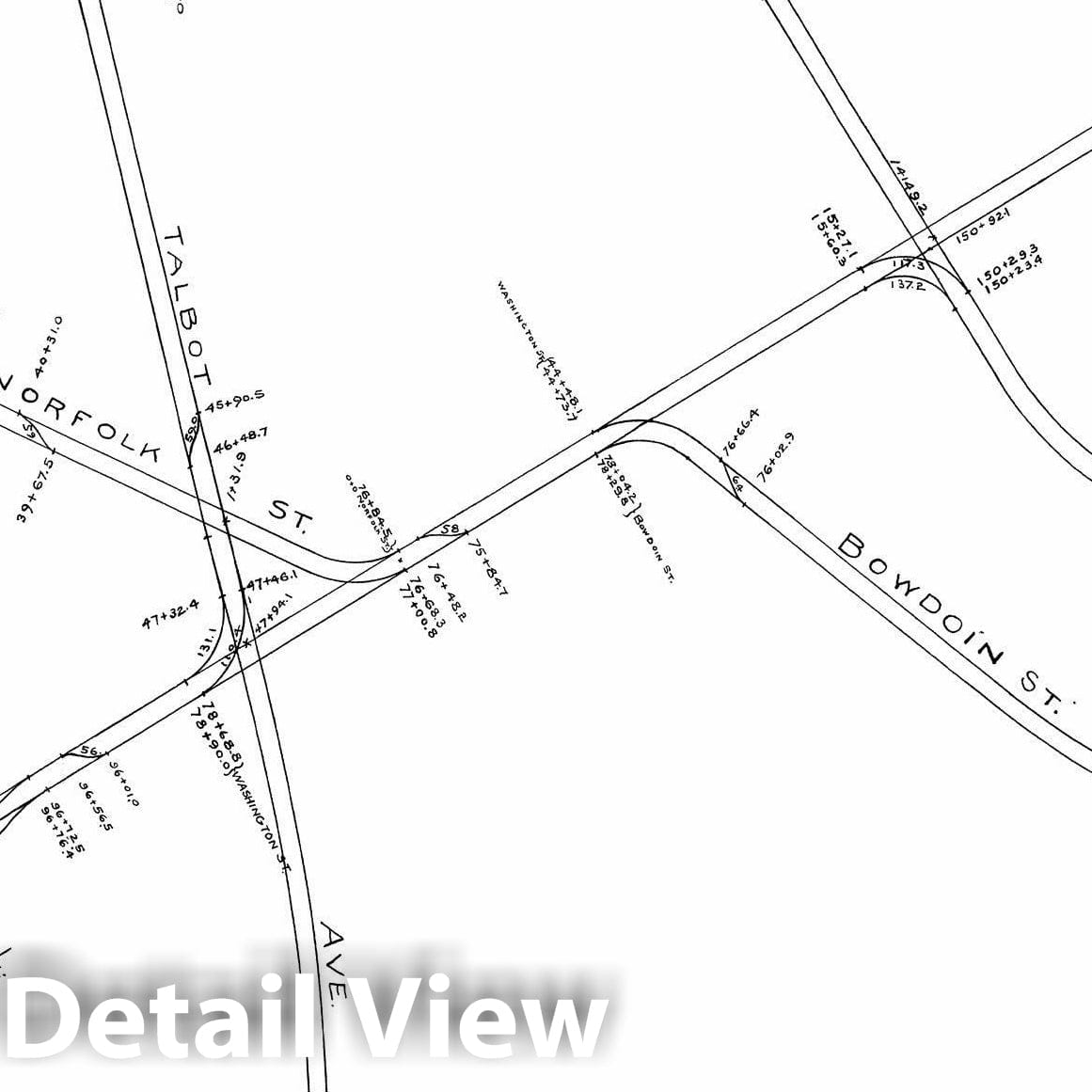 Historic Map : Boston Elevated Railway Track Plans, Dorchester 1899-1915 Plate 005 , Vintage Wall Art