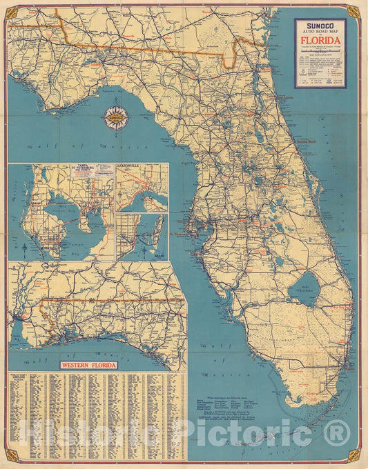 Historic Map : Florida 1960 , Vintage Wall Art