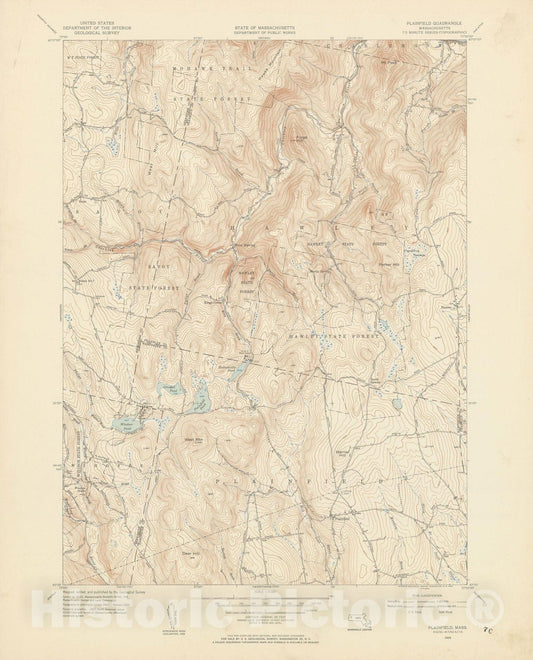 Historic Map : USGS 7.5 Minute Sheets and Quadrangles, Hawley & Plainfield 1955 Topographic Map , Vintage Wall Art