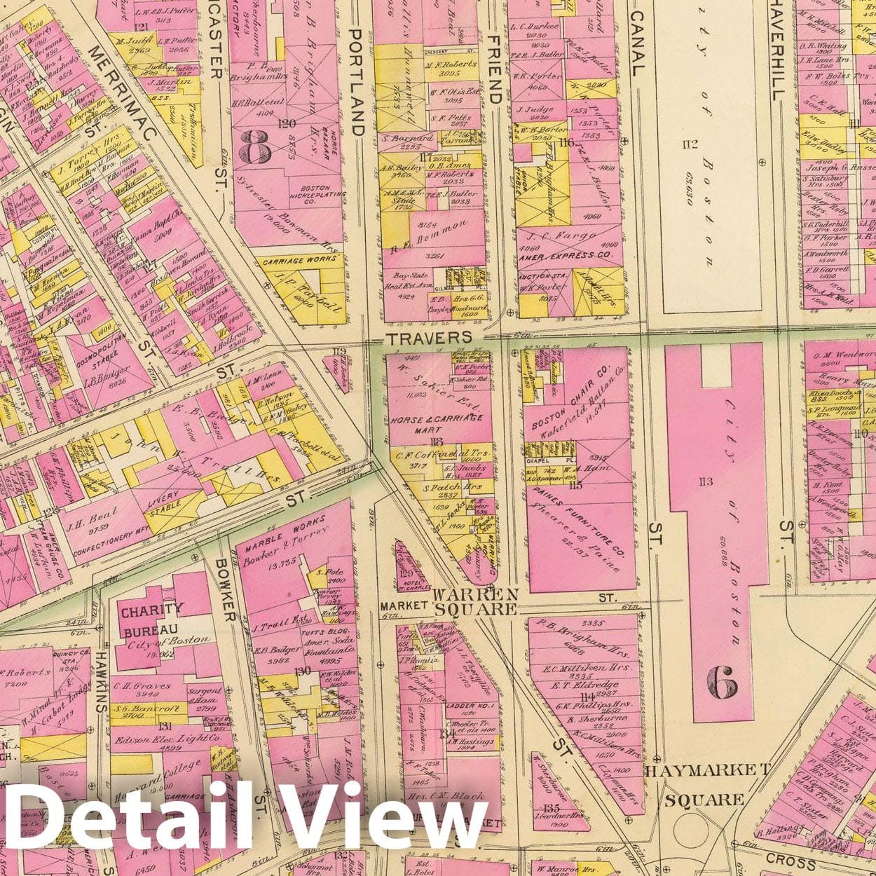 Historic Map : Boston 1895 Plate 005 , Atlas City of Boston Proper & Roxbury , Vintage Wall Art