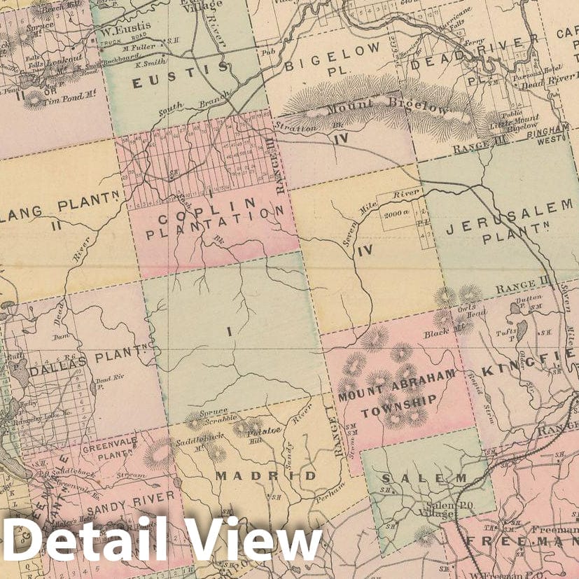 Historic Map : Atlas of Maine, Franklin 1885 , Vintage Wall Art