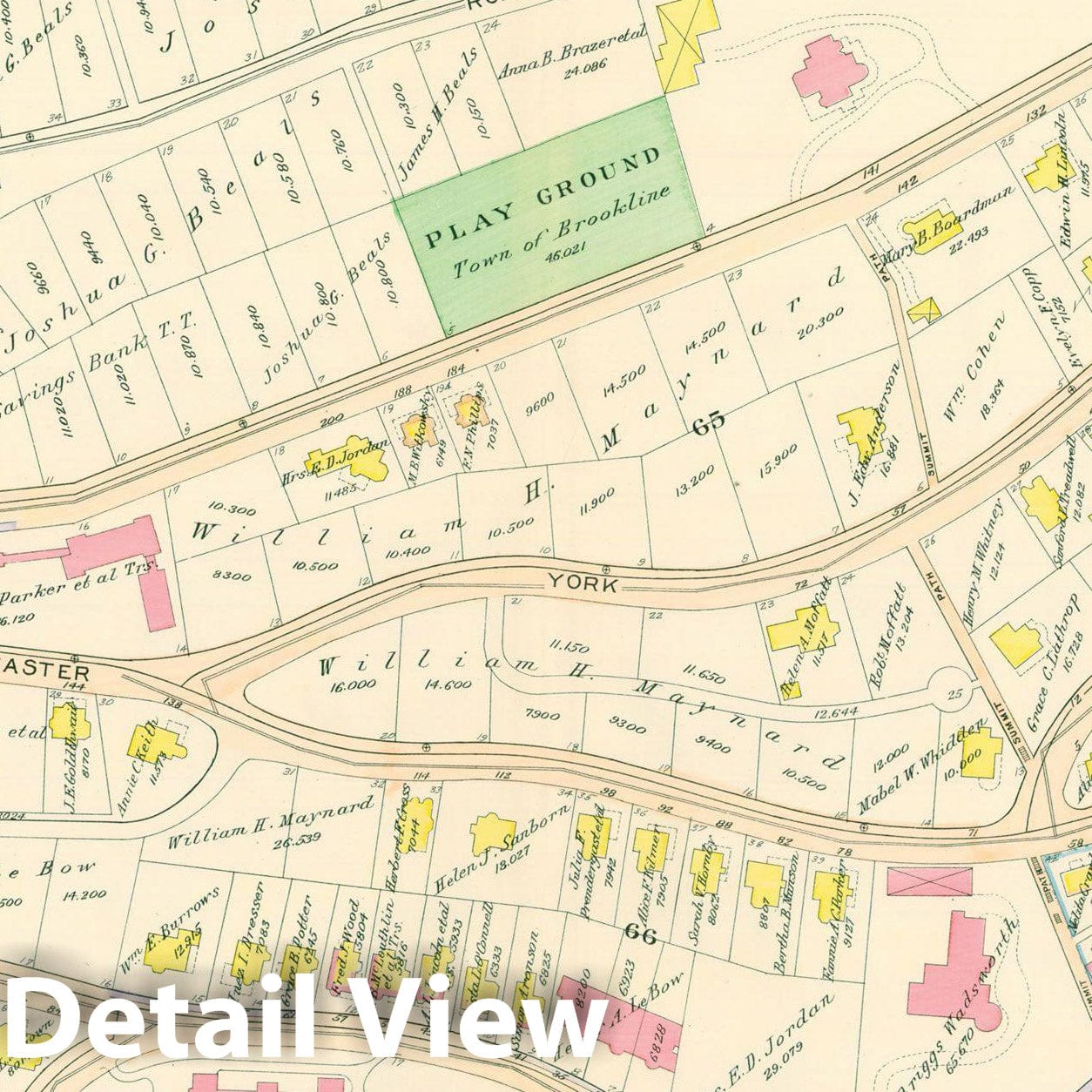 Historic Map : Atlas Town of Brookline, Norfolk County Massachusetts, Brookline 1913 Plate 008 , Vintage Wall Art