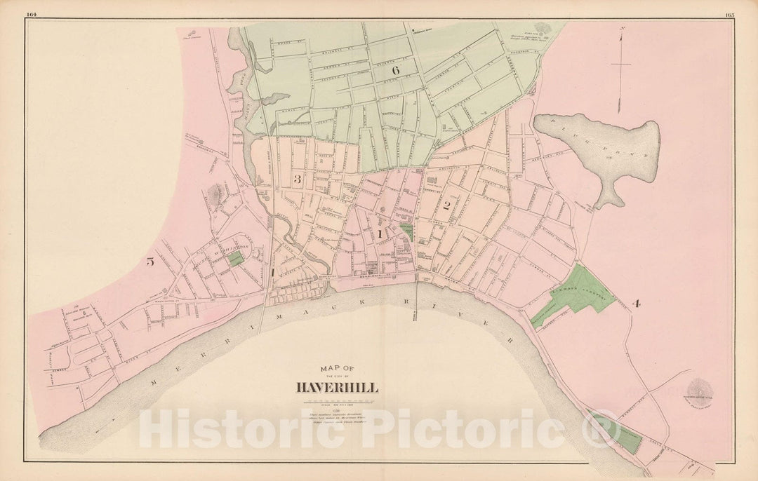 Historic Map : Atlas of Essex County, Haverhill 1884 , v2, Vintage Wall Art