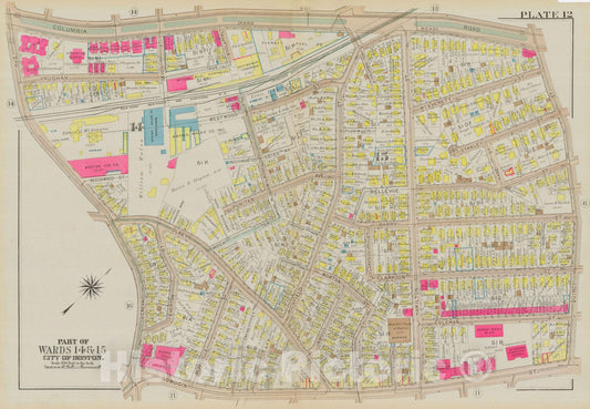 Historic Map : Atlas City of Boston, Dorchester, Dorchester 1933 Plate 012 , Vintage Wall Art