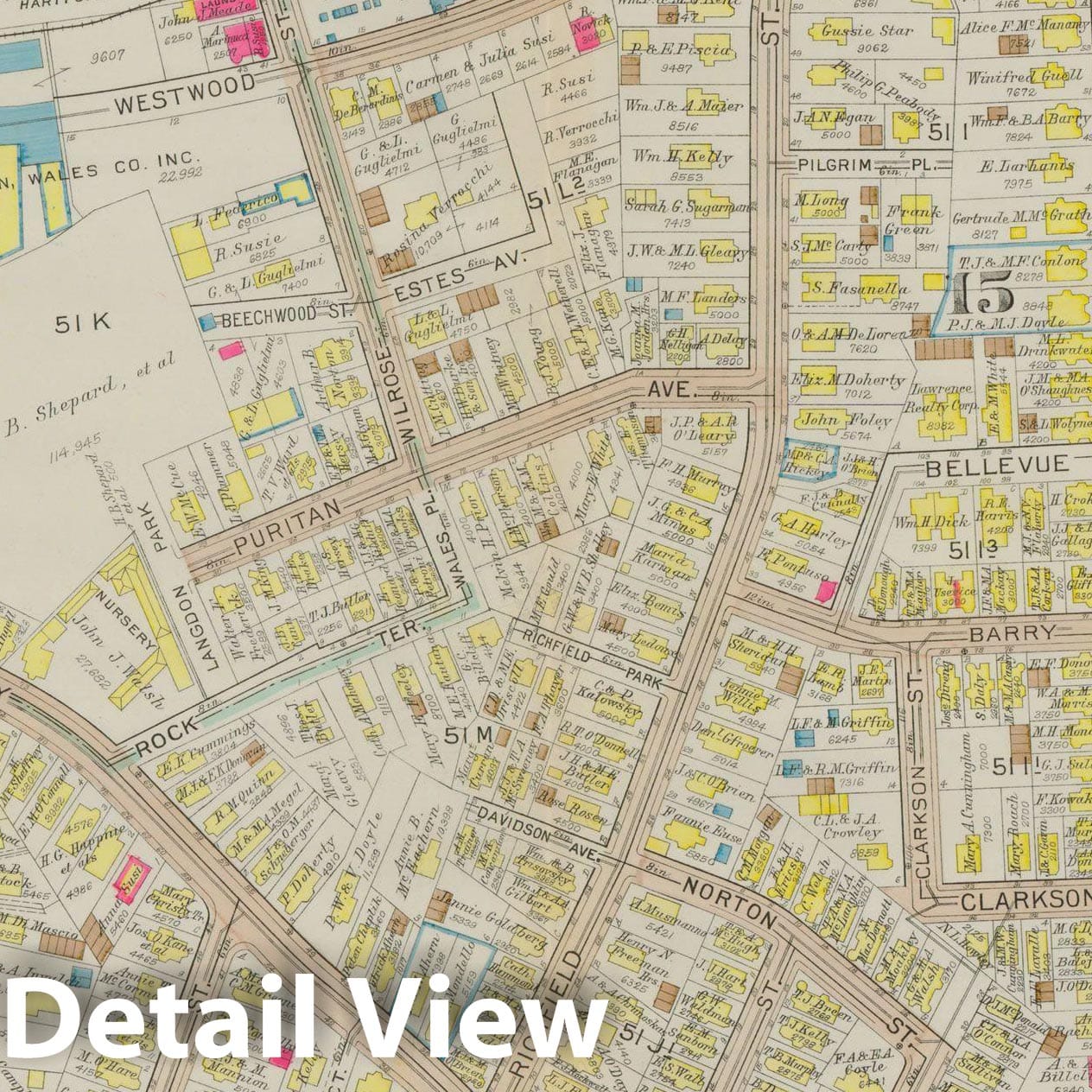 Historic Map : Atlas City of Boston, Dorchester, Dorchester 1933 Plate 012 , Vintage Wall Art
