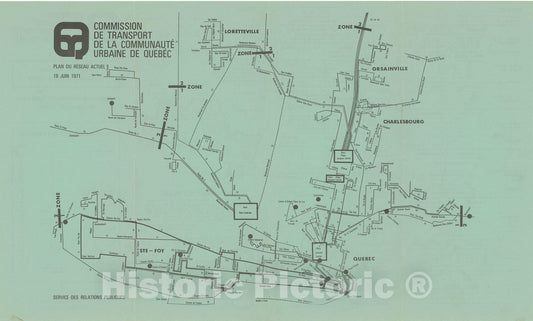 Historic Map : Quebec 1971 Transit Railroad Catography , Vintage Wall Art