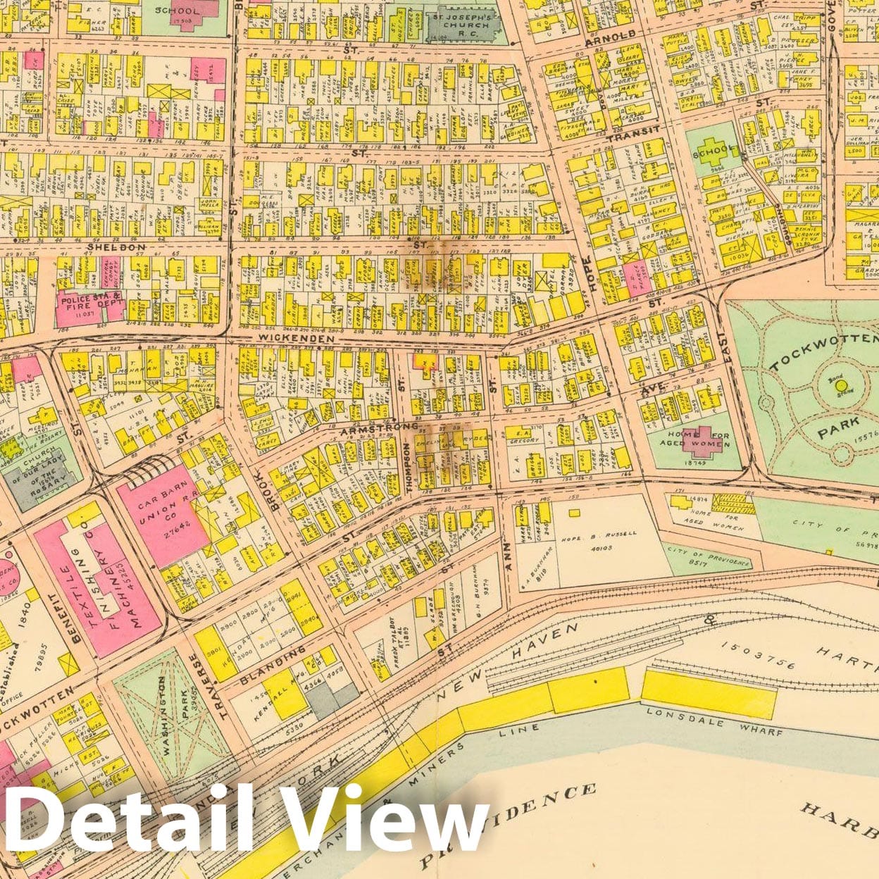 Historic Map : Atlas City of Providence Rhode Island, Providence 1908 Plate 008 , Vintage Wall Art