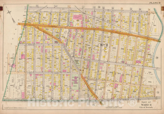 Historic Map : Atlas City of Newark, Newark 1901 Plate 019 , Vintage Wall Art